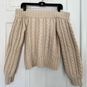 off the shoulder cable-knit sweater!!